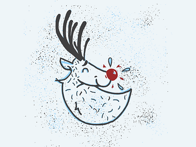 Rudolph Illustration christmas cute doodle hirethedork illustration inky reindeer rudolph sketchy smiling texture