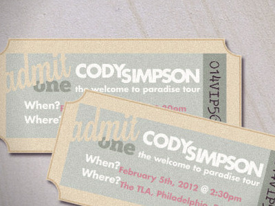 Cody Simpson Tickets christmas present concert mockup tickets