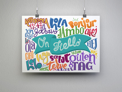 Hello Poster hand drawn hand lettering hello world illustration lettering multilingual phldesign typography