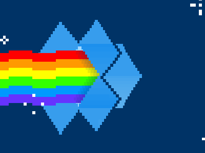 Droppin' Shots Foreva'! animated animated gif dropbox free space gif motion graphics nyan cat playoff rainbow
