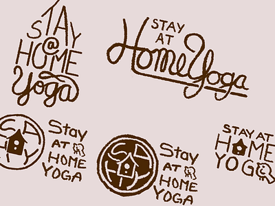 Stay at Home Yoga bird birdhouse branding hand lettering lettering logo script sketches stay at home yoga wip