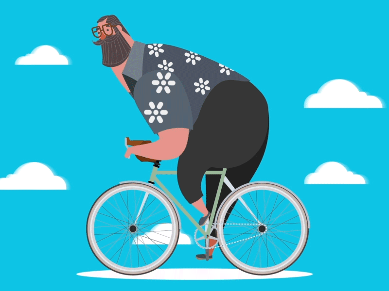 Bike Cycle 2d animation beard bike bike cycle biking character gif illustration motion graphics run cycle walk cycle