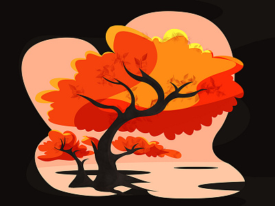 Tree animation art background background design cartoon design flat flat art icon illustration vector