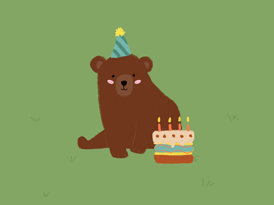Birthday bear! animales animals bear birthday cumpleaños design diseño illustration ilustración oso