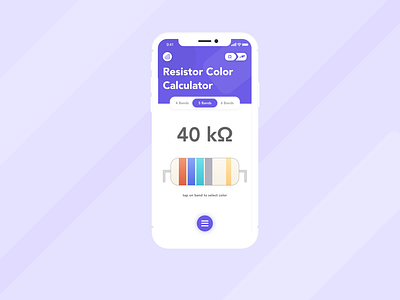 Resistor color code calculator android android app android app design app app design apple art branding illustration ios resistor ui uiux ux