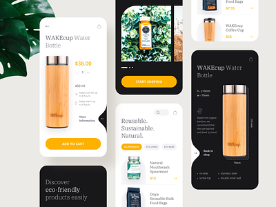 Mobile application - Eco-Friendly Retail Store application clean design ecology ecommerce app minimal mobile product typogaphy
