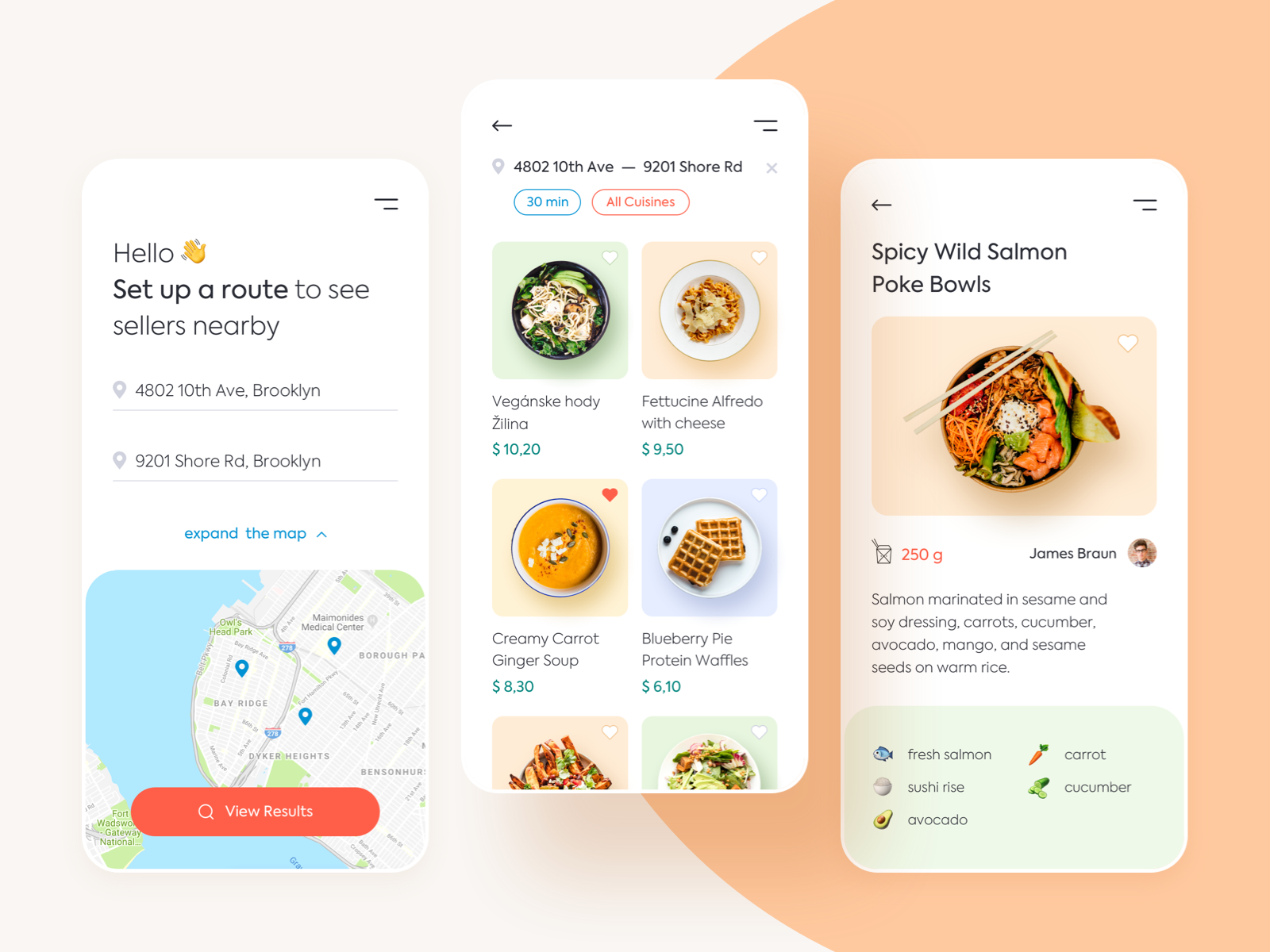 Nearby Food App by Kate Pavlenko on Dribbble