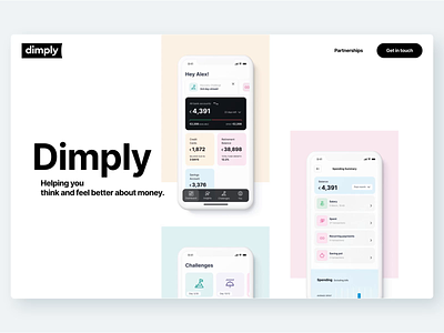 Dimply App Single Page Microsite animation app clean design figma gsap minimal mobile app mobile application motion responsive ui ui animation ui design ux ux design website