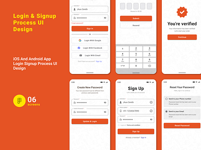 iOS And Android App Login Signup Process UI Design android app design ios app design sign in sign in page sign up sign up page ui ux design uiux web design website website design
