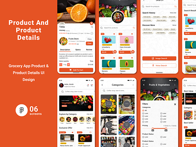 Grocery App Product & Product Details UI Design app dashboard screen filter screen grocery app grocery app ui design home screen mobile app product product details product details page ui ux design uiux