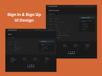 Sign In & Sign Up UI Design sign in sign in page sign up sign up sign in page sign up page ui design ui ux design uiux ux design web design website website design
