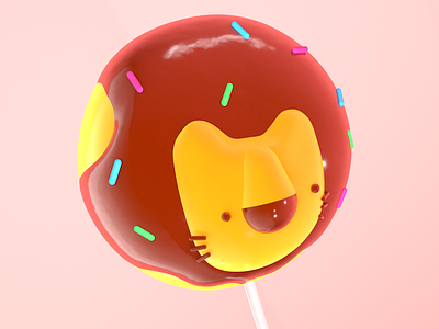 donut lion lollipop 3d art c4d design donut lion lollipop