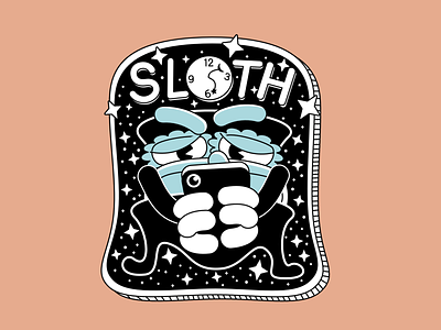seven sins sloth album cover american bed bedtime branding cartoon clock design icon illustration logo sleep smartphone typography vector
