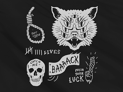 Back In Black acdc cat doodle rocknroll simple skull