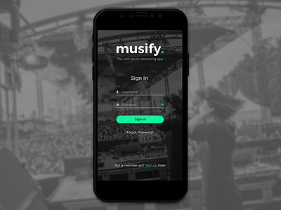 Sign In - Musify app 🎵 android app ios iphone login mobile register signin ui ux