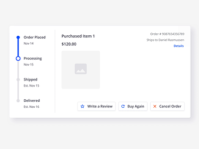 Order History Actions animation buying cancel concept delivery history order fulfillment order history order management orders purchases review shipping ui