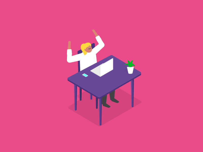 Hooray animation gif illustration isometric