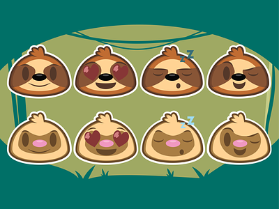 Sloth Emojis adobe illustrator branding cartoon cute design emoji icon illustration sloth sloth emoji sloths vector