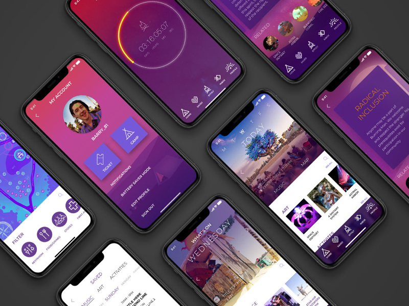 Music festival app xd adobe burningman music schedule timer dashboard festival ui ux