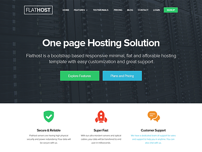 Flathost Hosting Template flat design flathost free psd freebie hosting minimal template theme