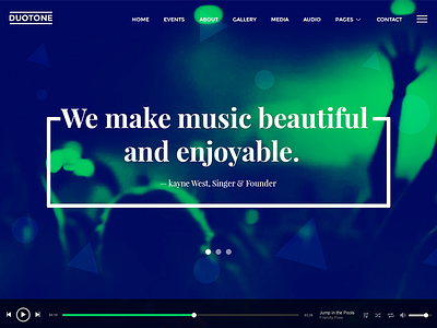 Music & Band Website Sneak Peek audio band duotone live colors modern music spotify template trendy website