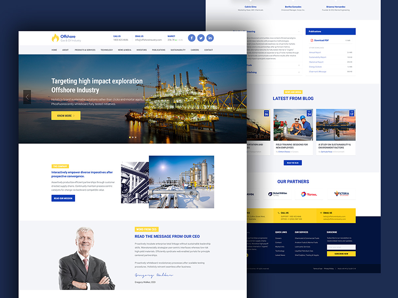 Industrial Business Website — Offshore by Surjith S M on Dribbble