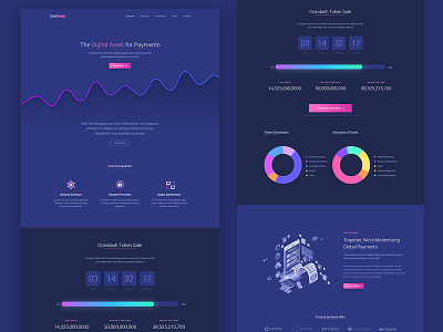 Cryptocurrency Software Saas Landing Page Template app blue crypto currency dark ico illustration minimal saas software template token