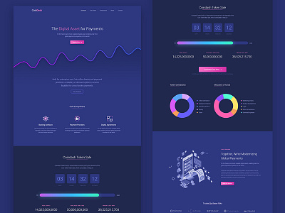 Cryptocurrency Software Saas Landing Page Template app blue crypto currency dark ico illustration minimal saas software template token