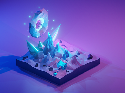 Crystal World blender blender3d blender3dart blueprint graphics illustration purple