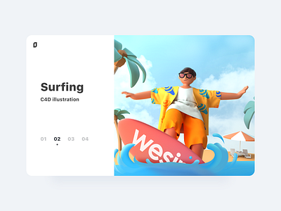 C4D illustration-Surfing