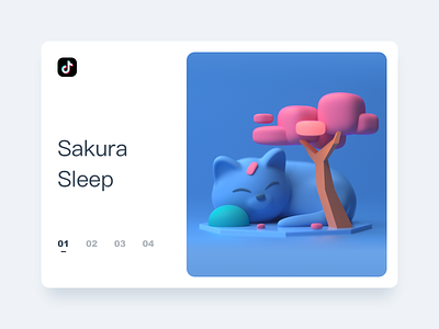 Sakura Sleep blue c4d dribbble illustration ui