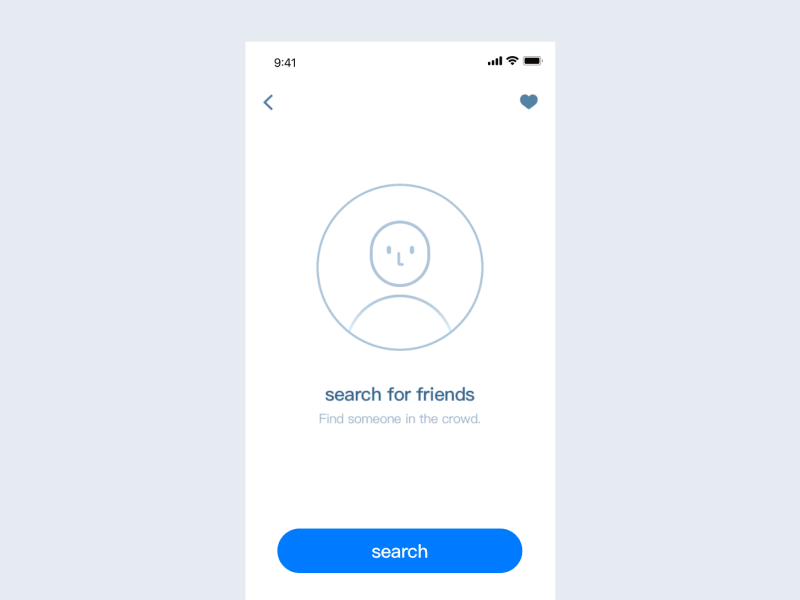 Search For Friends ae app blue search sketch ui ux