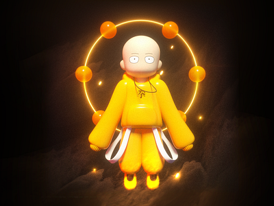 One Punch Man black c4d octane render yellow