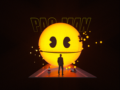 pac-man black c4d cut to the cut to the pac man scenario yellow