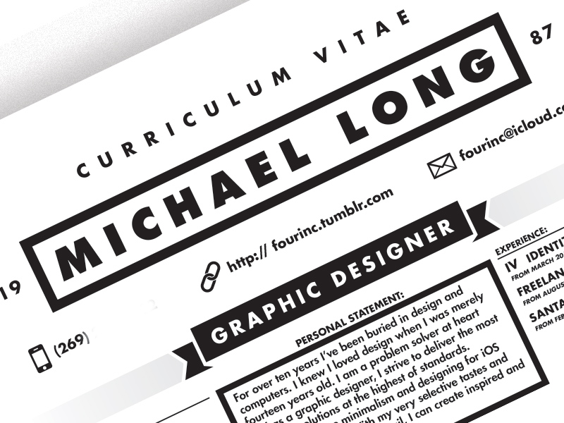 Curriculum Vitae by Michael Belong on Dribbble