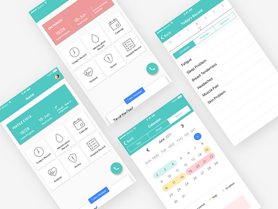 Period Tracker App app calendar design health icons interface ios medical profile reminder ui ux