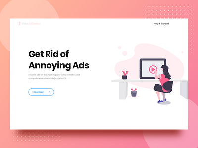 Ad-block Extension Landing Page design illustration interface ui ux web