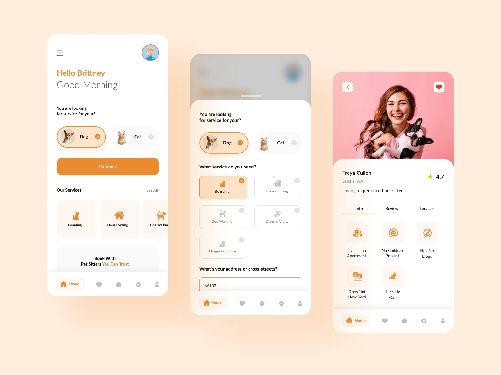 Pet Sitter App UI by Siraj Irshad on Dribbble