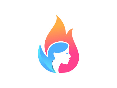 Fire Girl Logo branding colorful creative face fire fire girl logo fireworks flame girl lady logo logo design logodesign minimal modern woman
