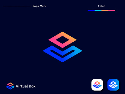 Virtual Box Logo Design box box logo branding colorful company creative logo logodesign modern professional v logo virtual