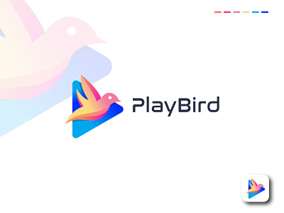 Play Bird Logo Design bird branding colorful company creative logo logodesign modern music play professional
