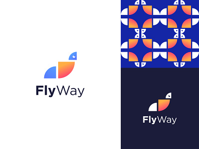 FlyWay Logo abstract basic bird branding colorful creative fly fly logo logo logodesign minimal modern shape
