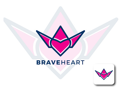 BRAVEHEART brave charity colorful creative crown design heart logodesign love minimal modern winner