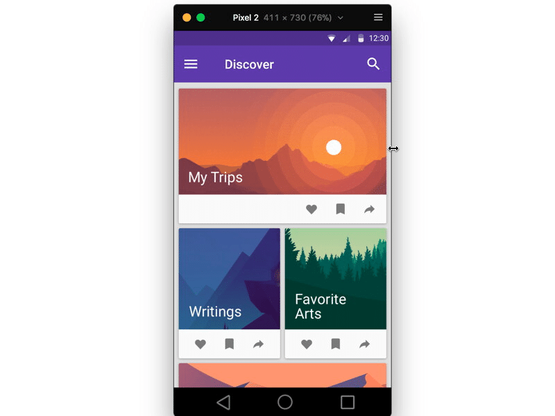 Discover (Material Design) concept framer prototype