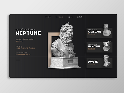 Sculpture museum — desktop app UI dashboard design museu museum sculpture ui ui ux uidesign uiux ux ux ui ux design uxdesign uxui web web design webdesign