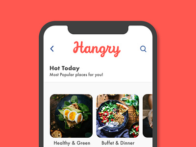 Hangry - Online Food Delivery App app branding colorful food logo red restaurant app restaurant branding swiss market ui