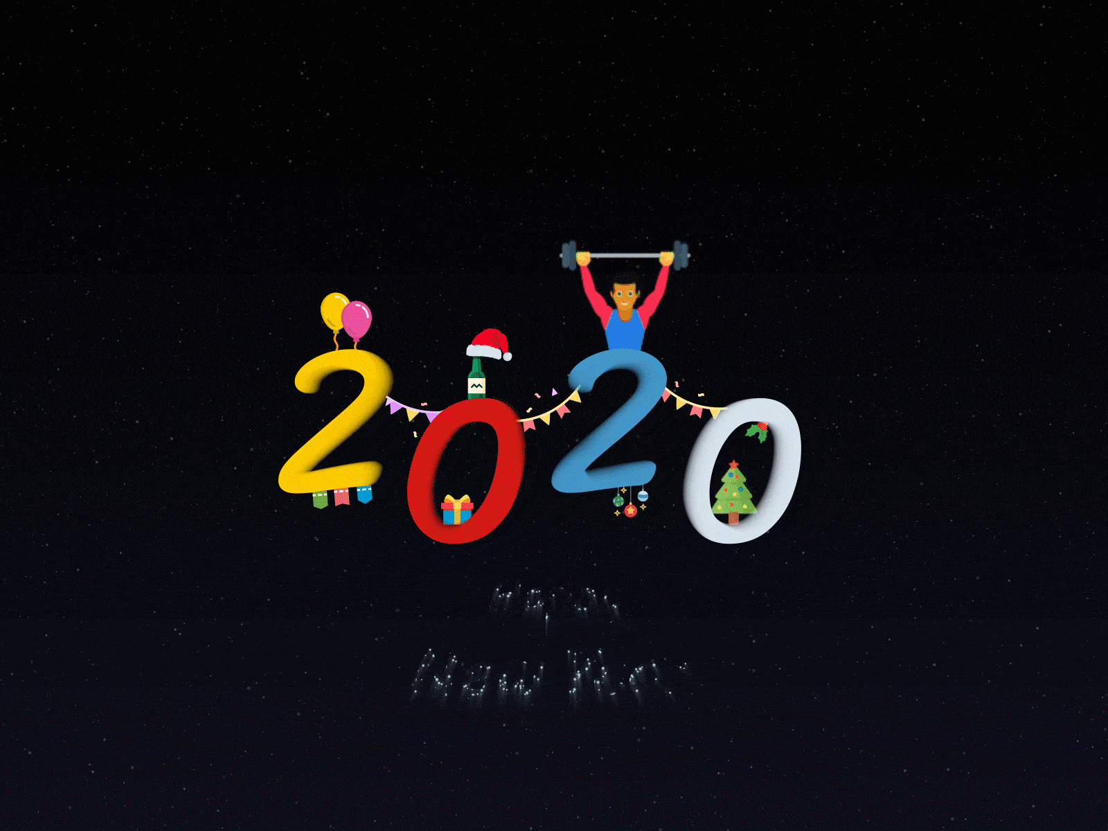 Happy New Year 2020 2020 after affects animation balloons celebrations christmas colorful fireworks fitness galaxy gif happy new year illustration new year stars