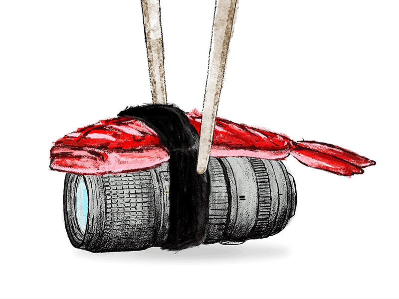 SUSHI CAMERA camera gambas illustration invite japan motiongraphic nigiri sushi