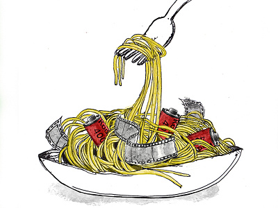 Spaghetti Kodak camera draw illustration spaghetti