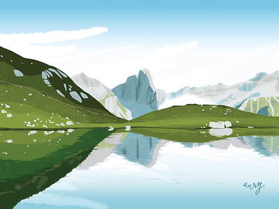 Lac d'Ansabère digital art illustration